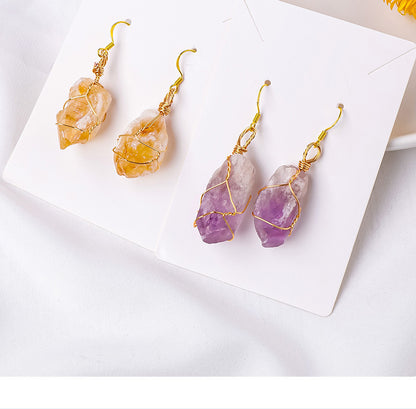 Amethyst / Citrine Rough Stone Earring