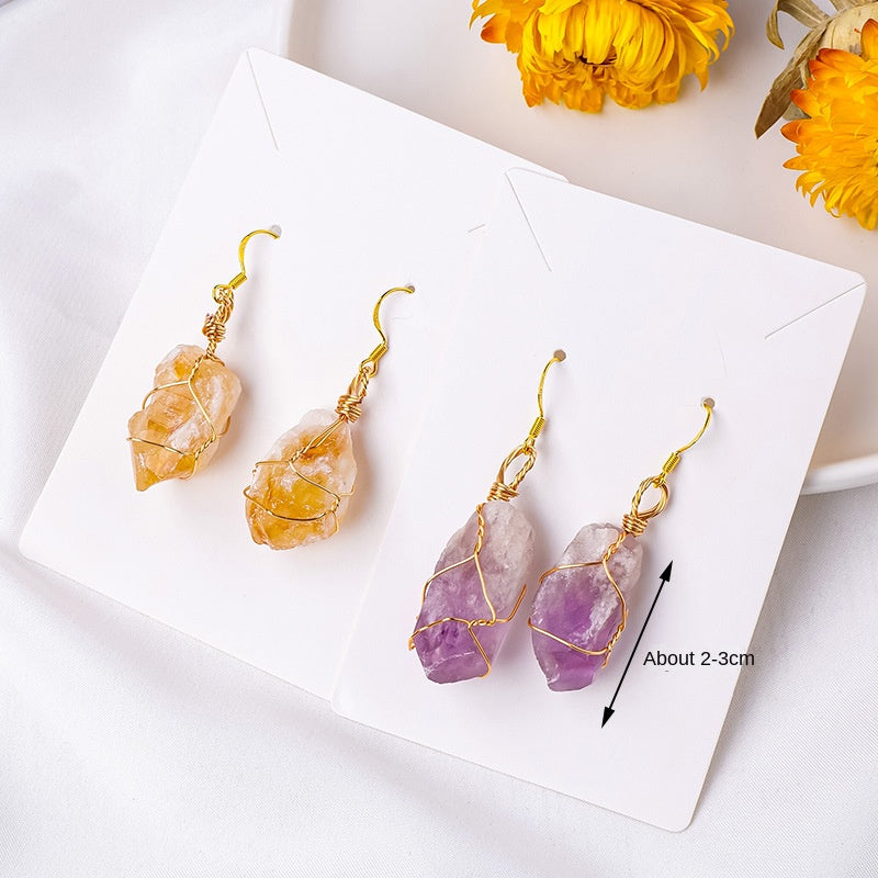 Amethyst / Citrine Rough Stone Earring