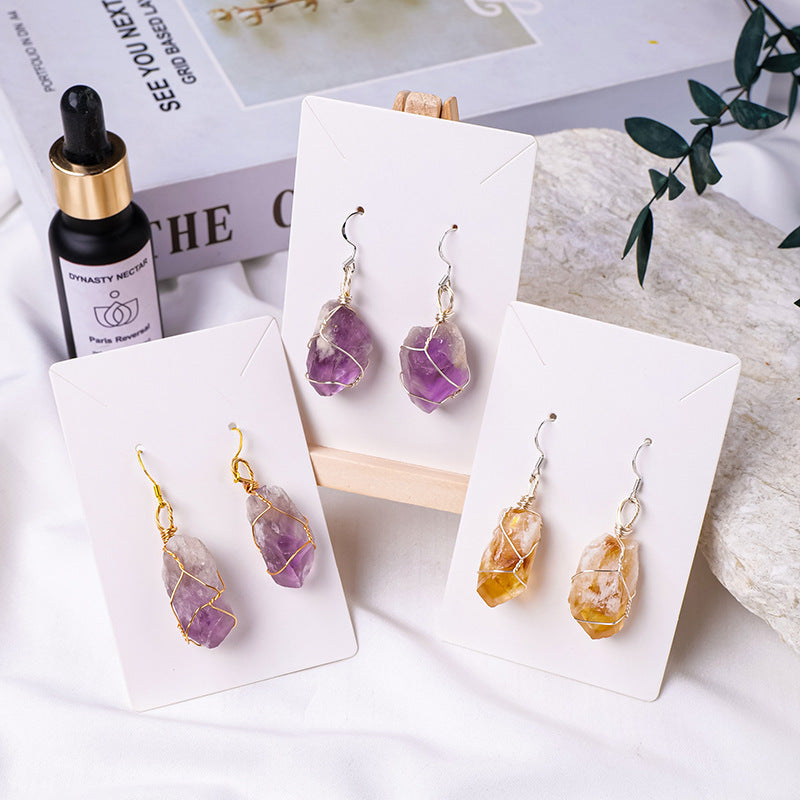 Amethyst / Citrine Rough Stone Earring