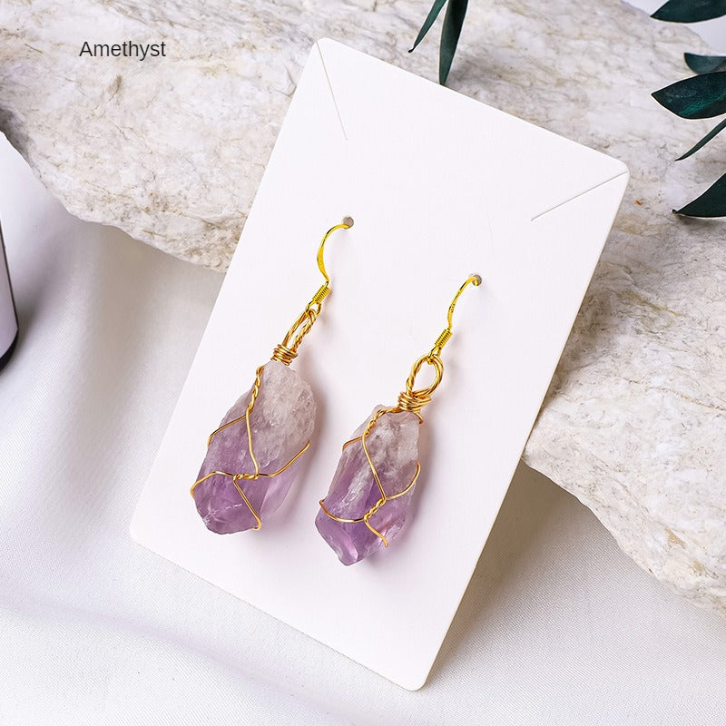 Amethyst / Citrine Rough Stone Earring