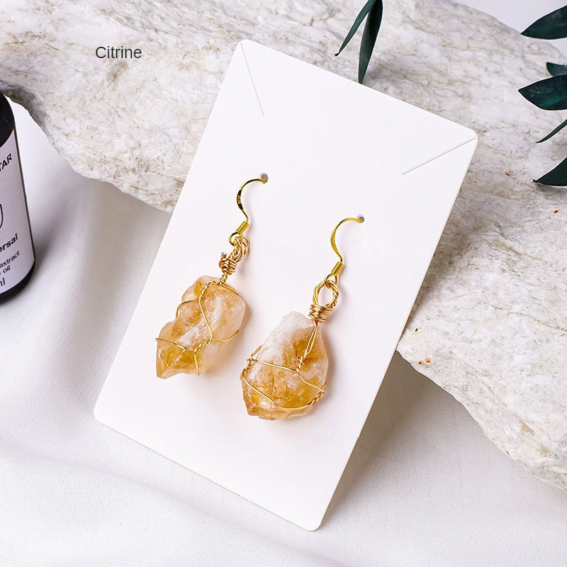 Amethyst / Citrine Rough Stone Earring