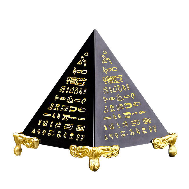 Ancient Egyptian Scripture Obsidian Crystal Pyramid