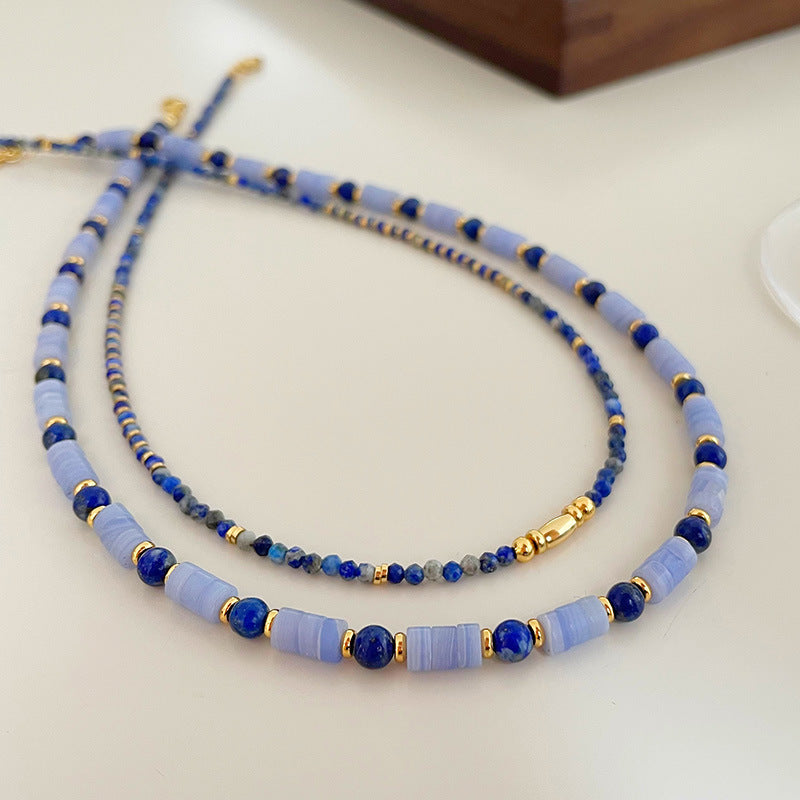 Lapis Lazuli Blue Agate Necklace