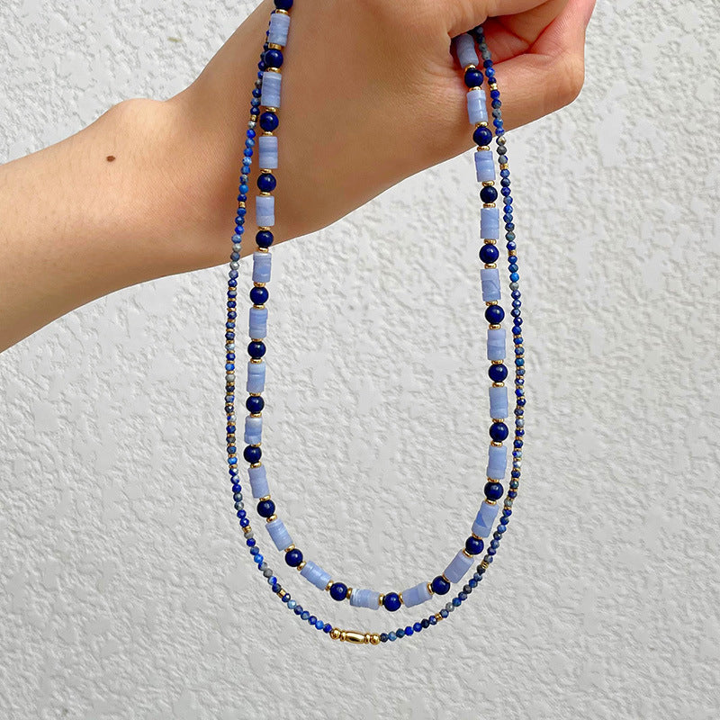 Lapis Lazuli Blue Agate Necklace