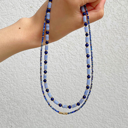 Lapis Lazuli Blue Agate Necklace