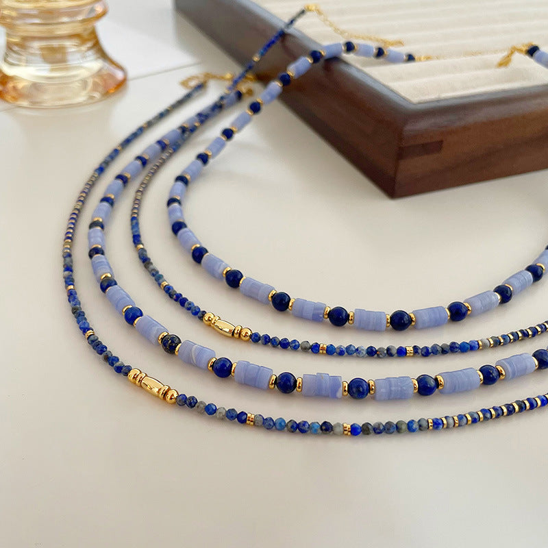 Lapis Lazuli Blue Agate Necklace