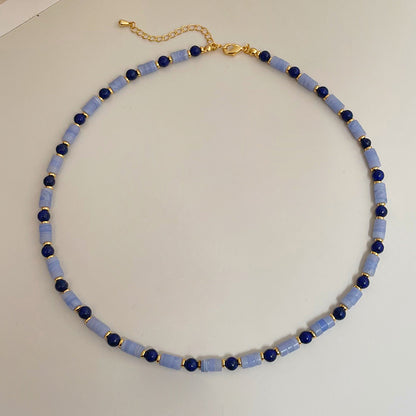 Lapis Lazuli Blue Agate Necklace