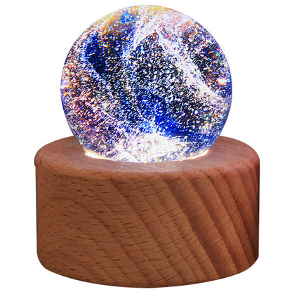 [Christmas Gifts] Colorful Glazed Beads Glowing Crystal Ball Starry Sky Night Light