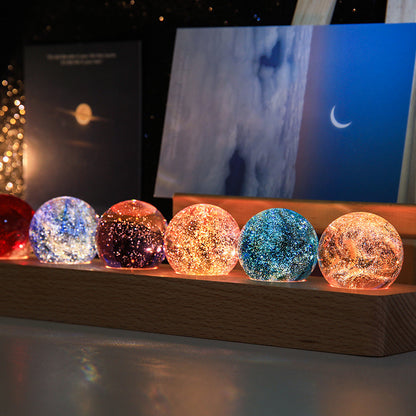 [Christmas Gifts] Colorful Glazed Beads Glowing Crystal Ball Starry Sky Night Light