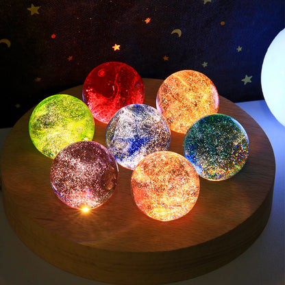 [Christmas Gifts] Colorful Glazed Beads Glowing Crystal Ball Starry Sky Night Light