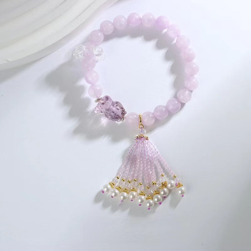 Amethyst / Pink Crystal Pixiu Tassel Bracelet