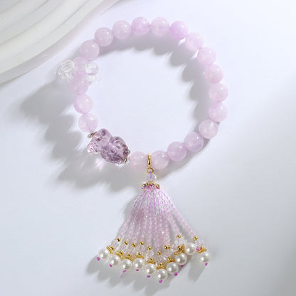 Amethyst / Pink Crystal Pixiu Tassel Bracelet