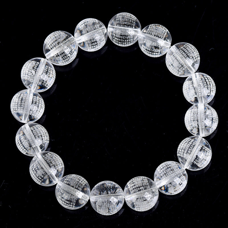 White crystal Prajnaparamita Heart Sutra Buddhist beads bracelet (12mm)