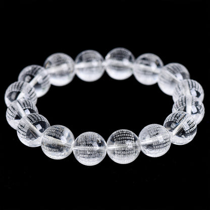 White crystal Prajnaparamita Heart Sutra Buddhist beads bracelet (12mm)