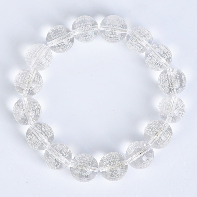 White crystal Prajnaparamita Heart Sutra Buddhist beads bracelet (12mm)