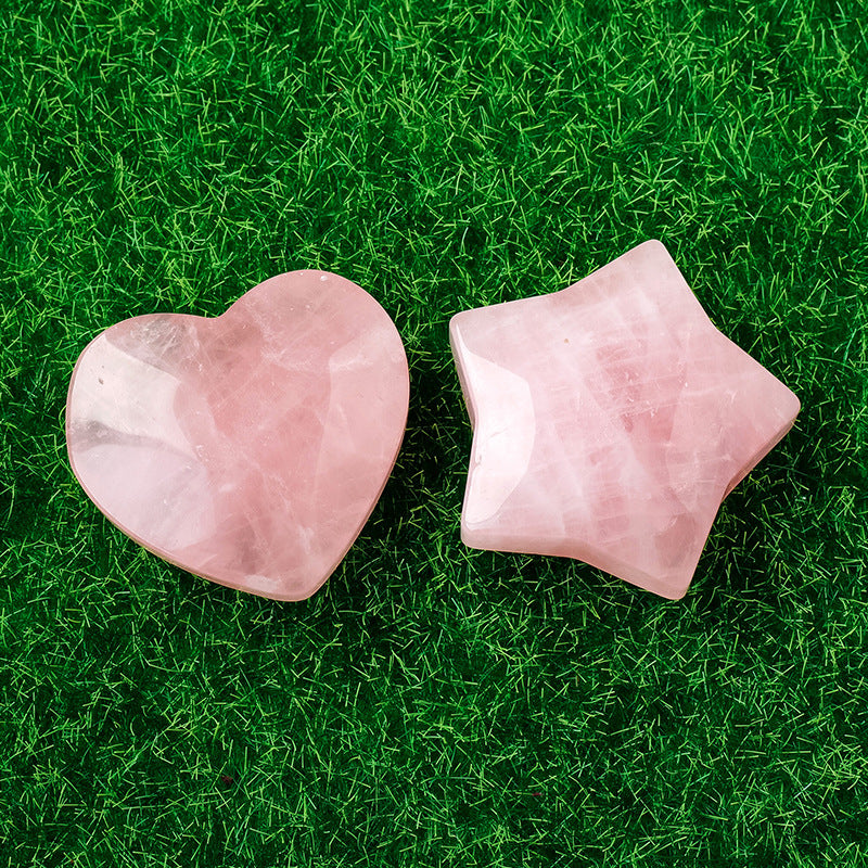 Rose Quartz heart / five-pointed star ornament