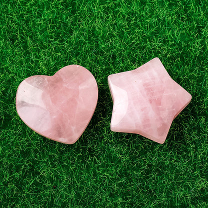 Rose Quartz heart / five-pointed star ornament