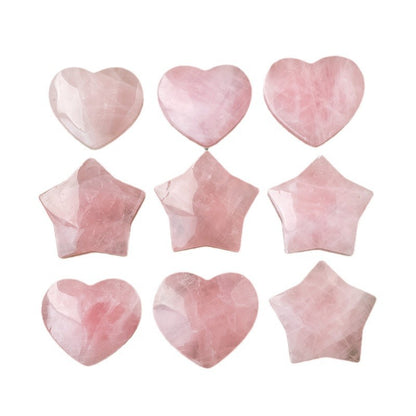 Rose Quartz heart / five-pointed star ornament