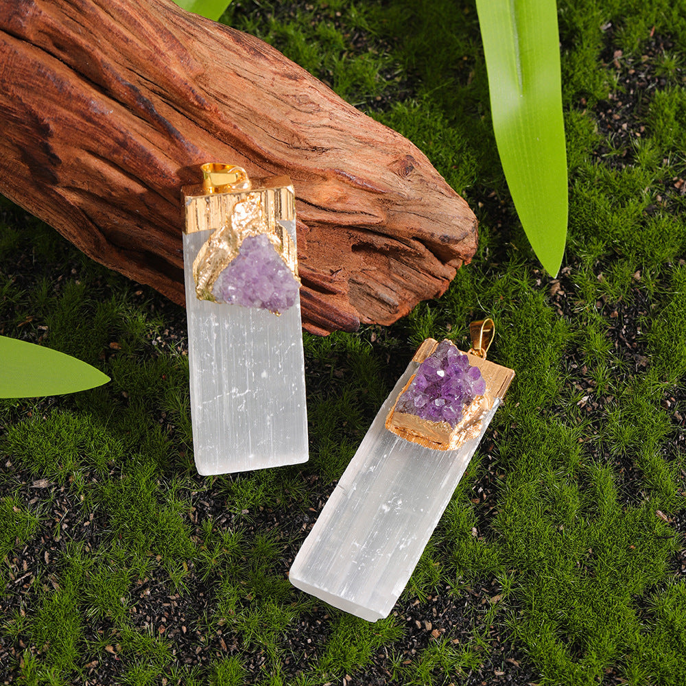 Transparent Gypsum Amethyst Pendulum