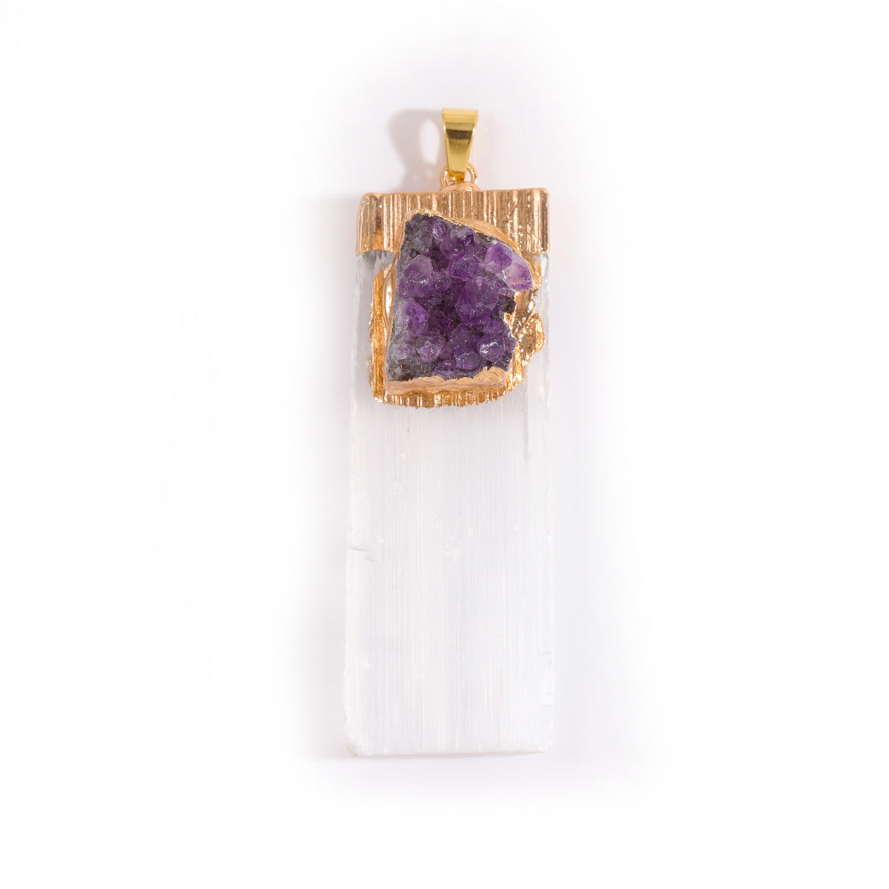 Transparent Gypsum Amethyst Pendulum